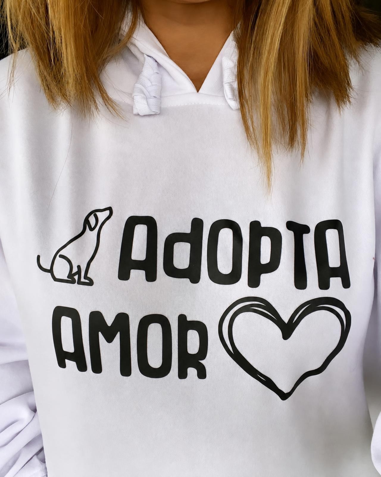 Hoodie Adopta Amor · Blanco · Foto 2